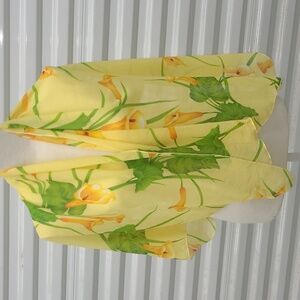 Scarf Wrap Buttery Yellow Calla Lillies Floral Sheer Chiffon Vintage Lightweight